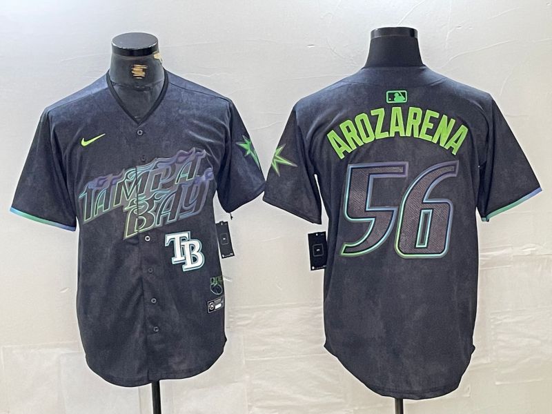 Men Tampa Bay Rays 56 Randy Arozarena Nike MLB Limited City Connect Black 2024 Jersey style 4